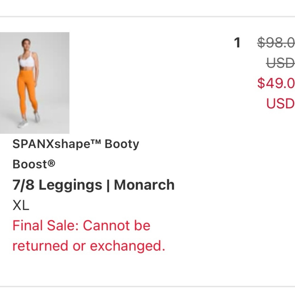 SPANX 7/8 Leggings in Monarch Orange